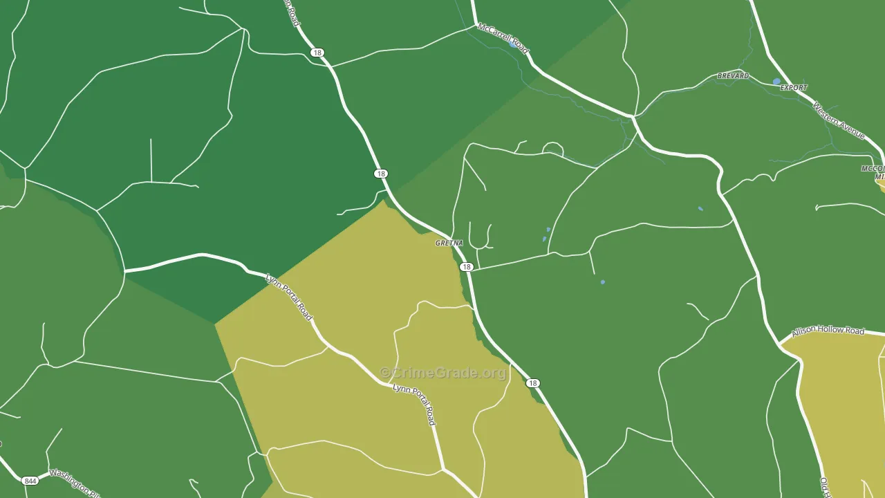 Gretna, PA Map of Vehicle Theft Rates
