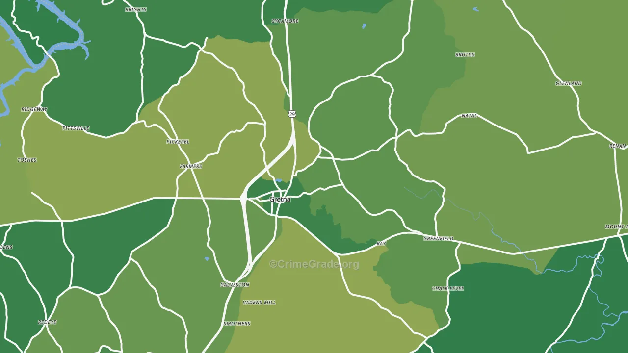Gretna, VA Map of Vehicle Theft Rates