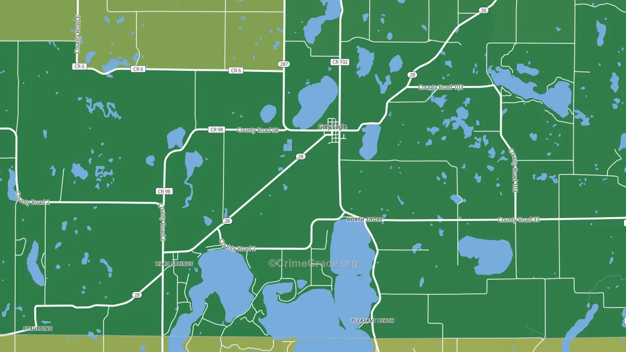 Grey Eagle, MN Map of Vehicle Theft Rates