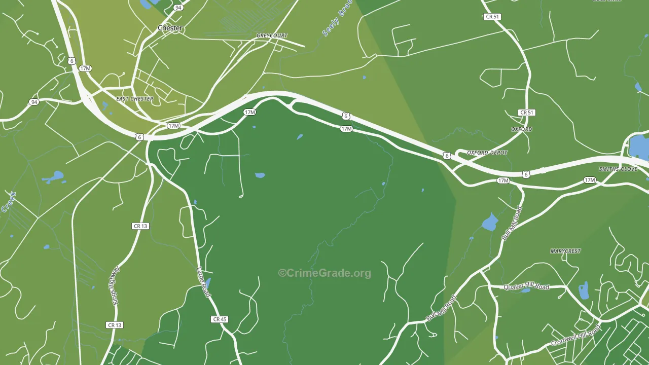 Greycourt, NY Map of Vehicle Theft Rates