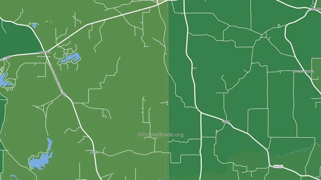 Grice, TX Map of Vehicle Theft Rates