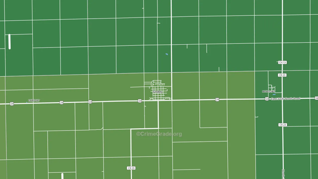 Gridley, IL Map of Vehicle Theft Rates