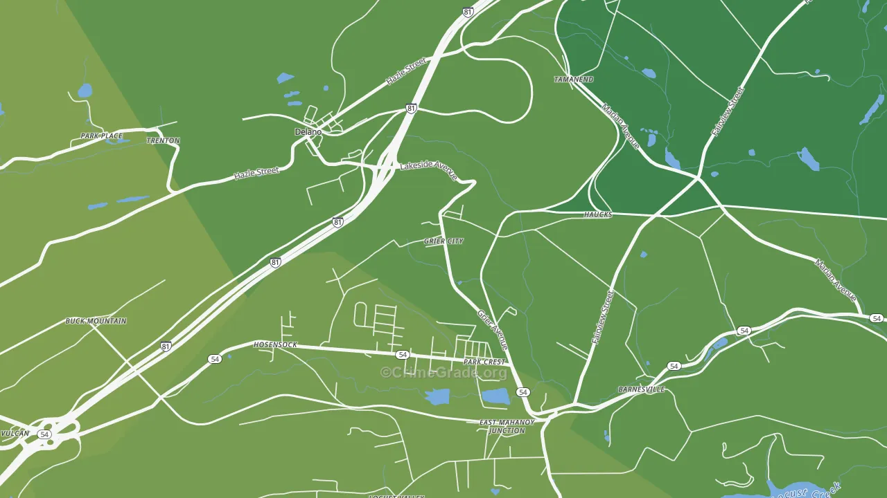 Grier City, PA Map of Vehicle Theft Rates
