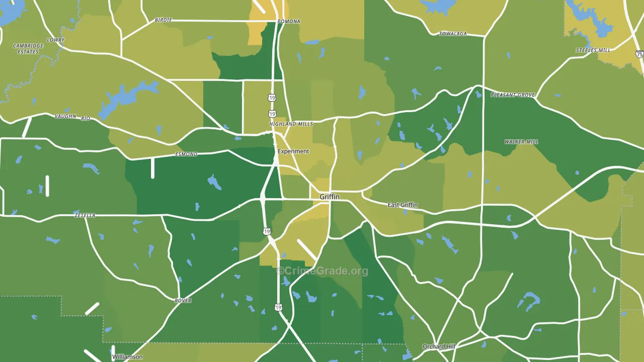Griffin, GA Map of Vehicle Theft Rates