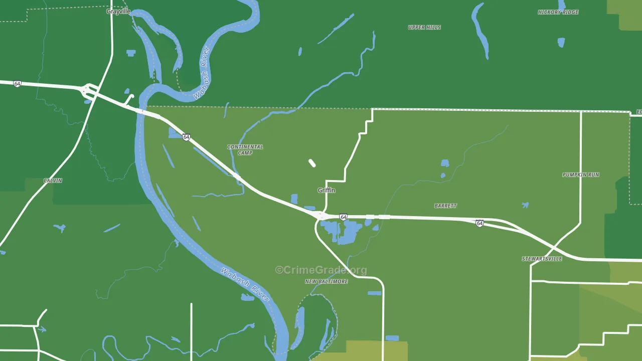Griffin, IN Map of Vehicle Theft Rates