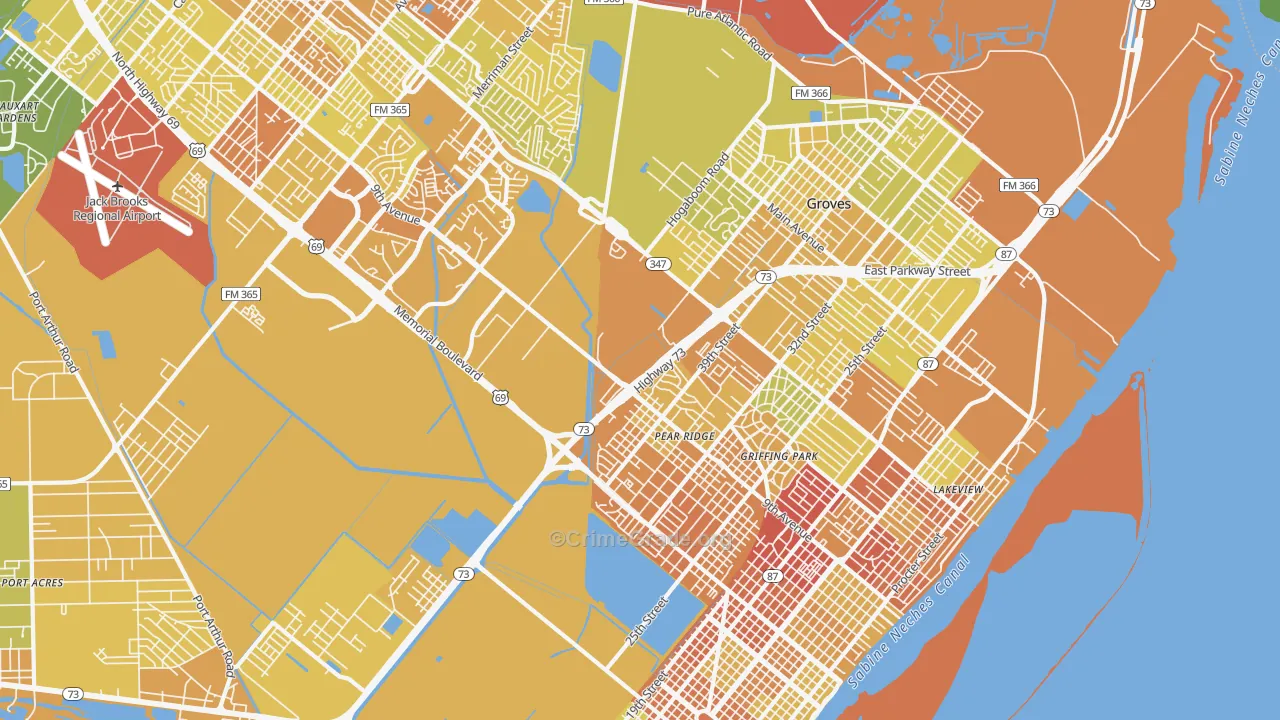 Griffing Park, TX Map of Vehicle Theft Rates