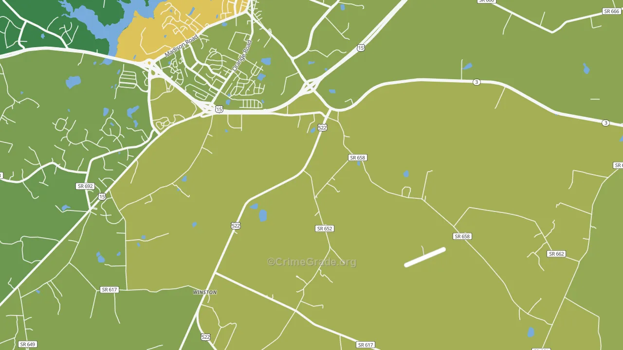 Griffinsburg, VA Map of Vehicle Theft Rates
