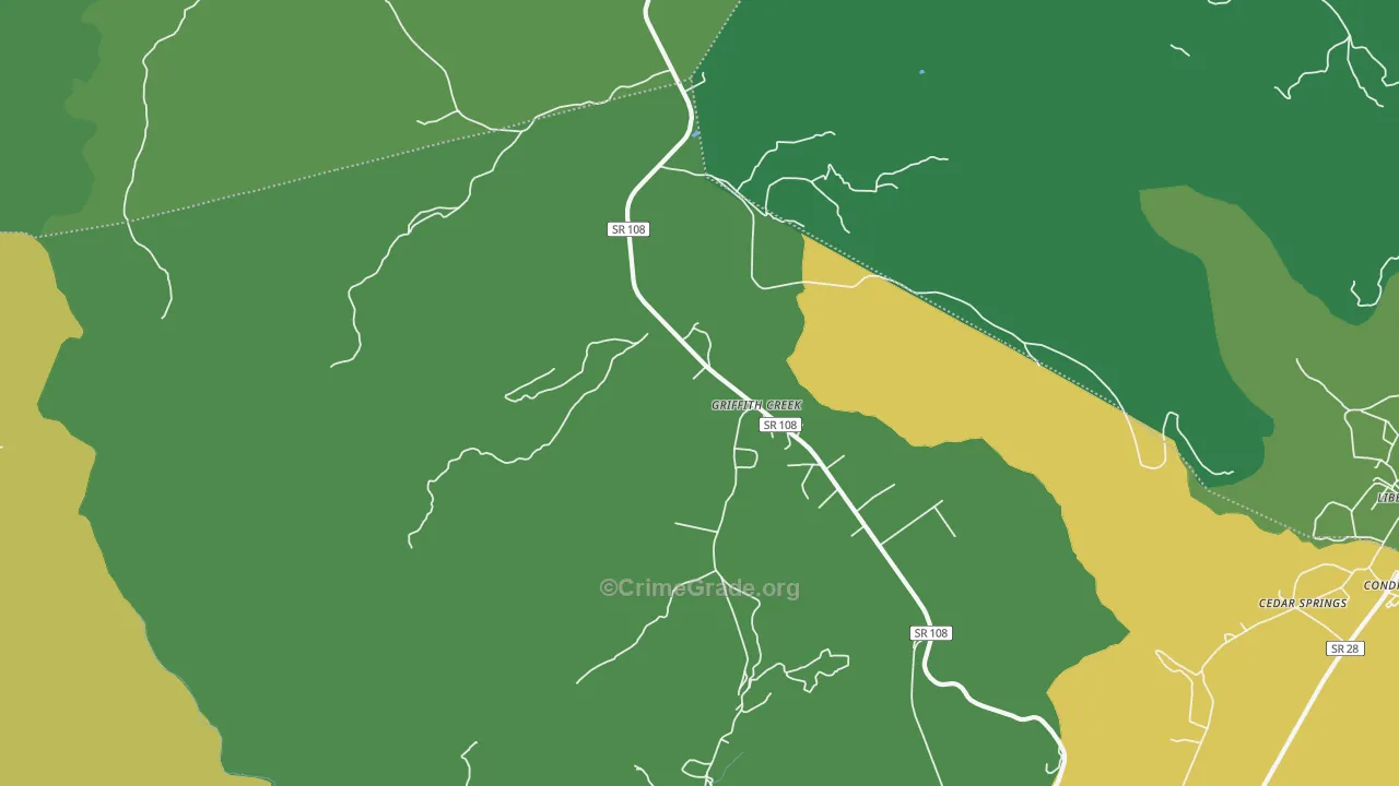 Griffith Creek, TN Map of Vehicle Theft Rates