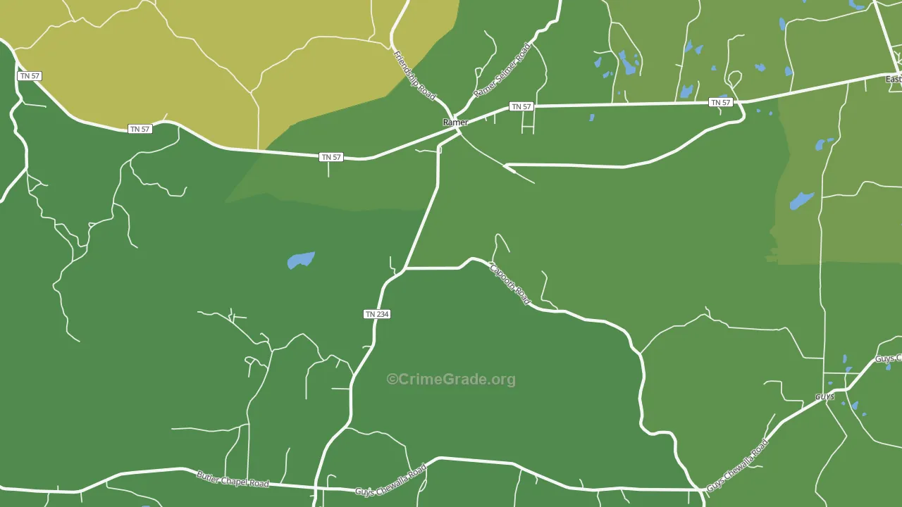 Griffith, TN Map of Vehicle Theft Rates