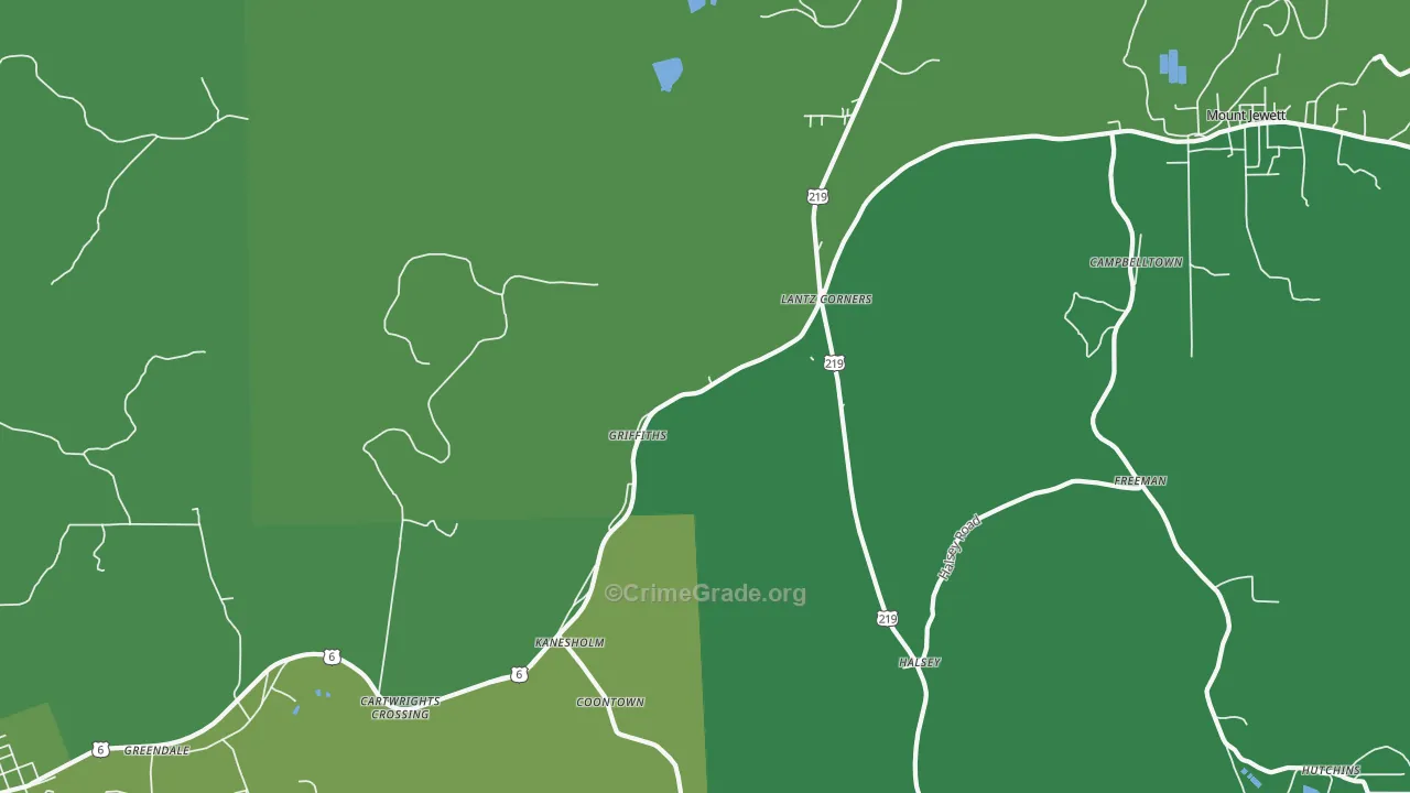 Griffiths, PA Map of Vehicle Theft Rates