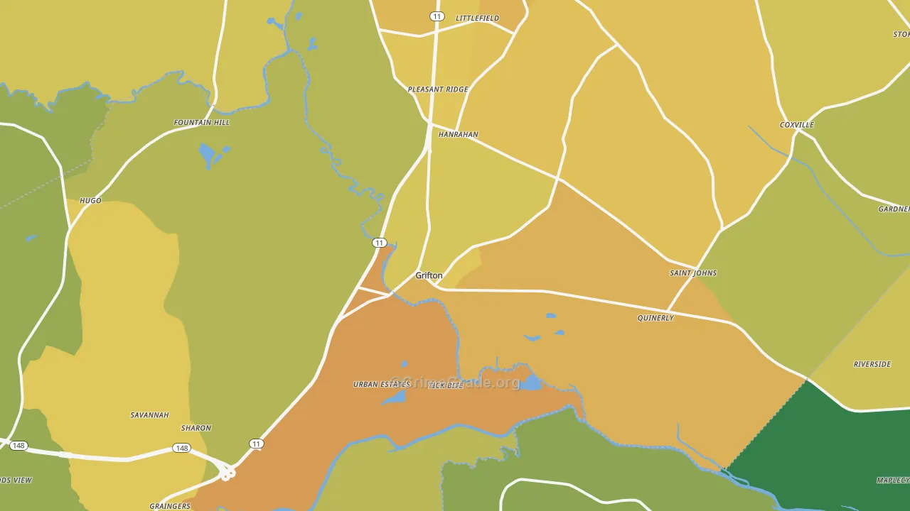 Grifton, NC Map of Vehicle Theft Rates