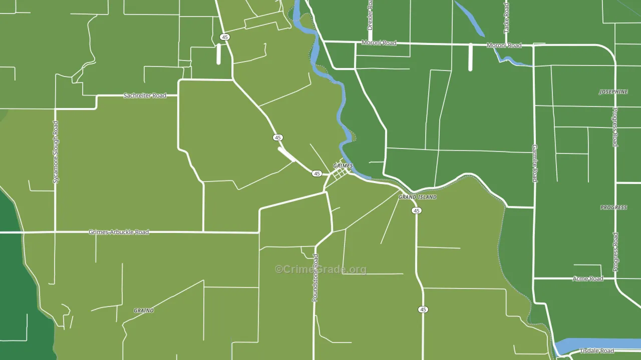 Grimes, CA Map of Vehicle Theft Rates