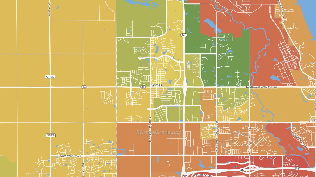 Grimes, IA Map of Vehicle Theft Rates