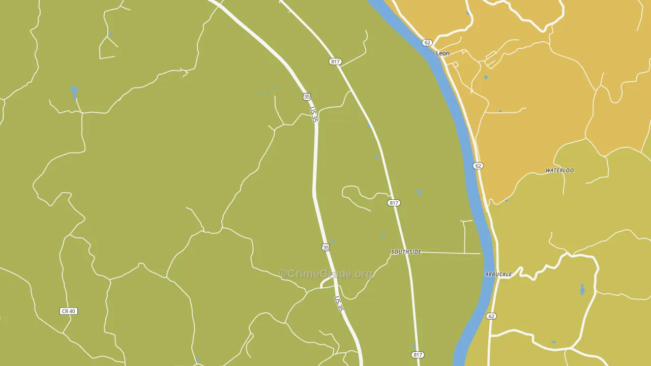 Grimms Landing, WV Map of Vehicle Theft Rates