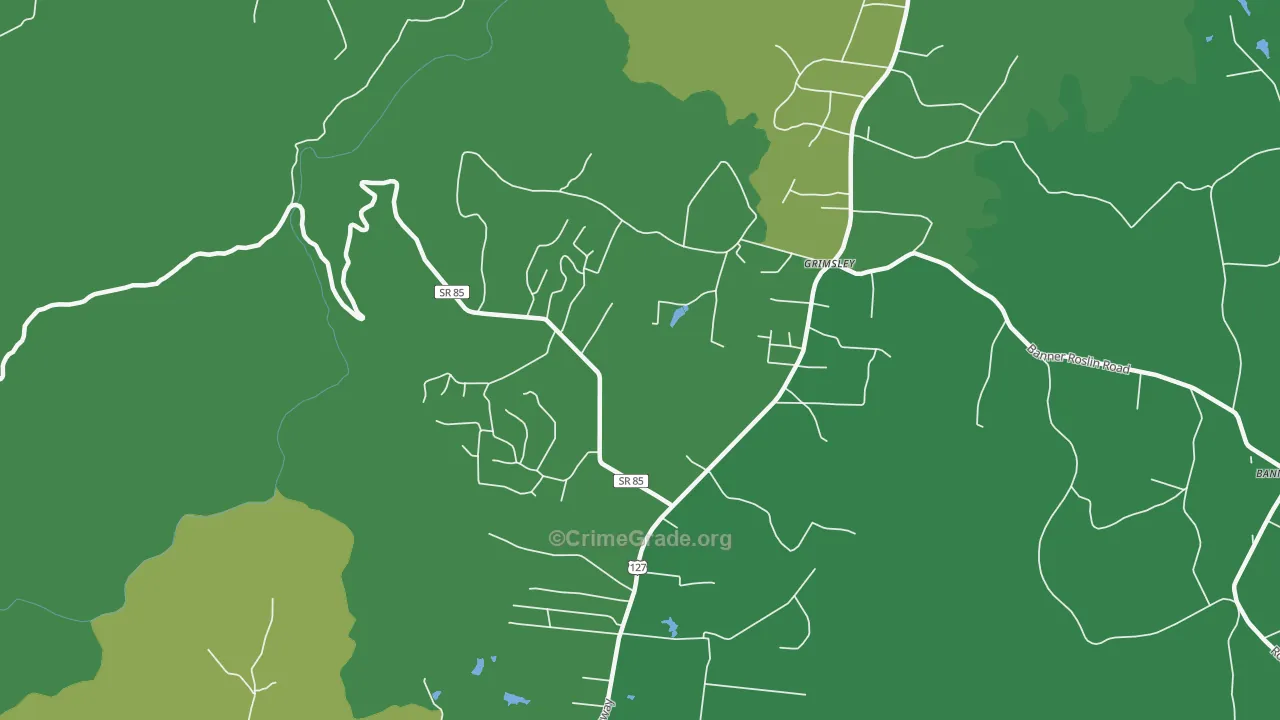 Grimsley, TN Map of Vehicle Theft Rates