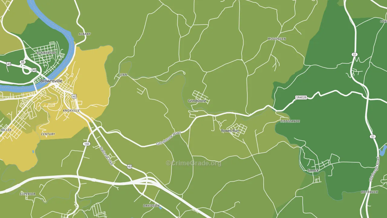 Grindstone, PA Map of Vehicle Theft Rates