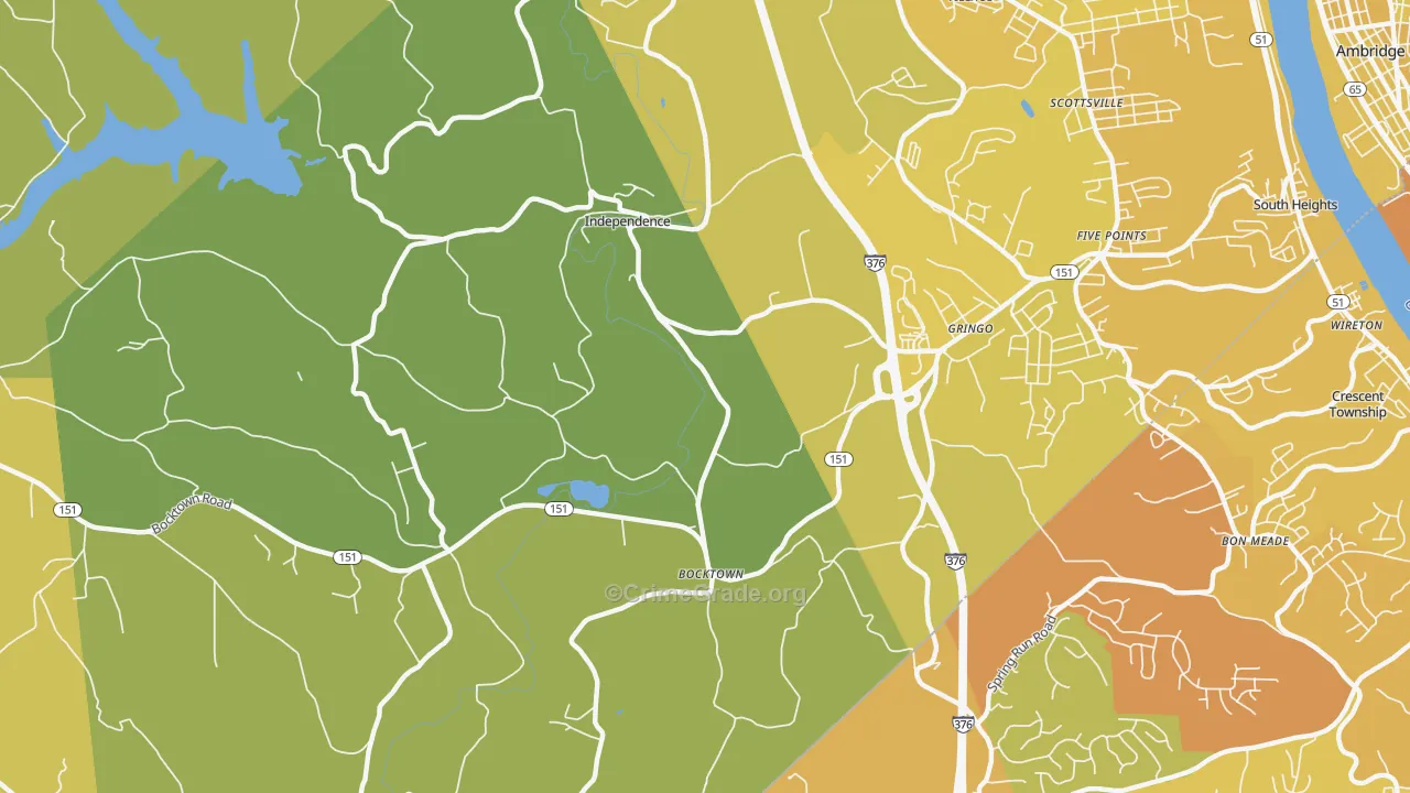 Gringo, PA Map of Vehicle Theft Rates