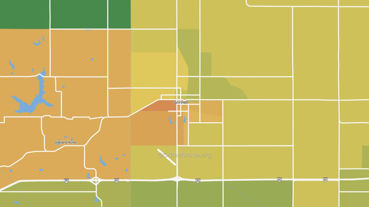 Grinnell, IA Map of Vehicle Theft Rates