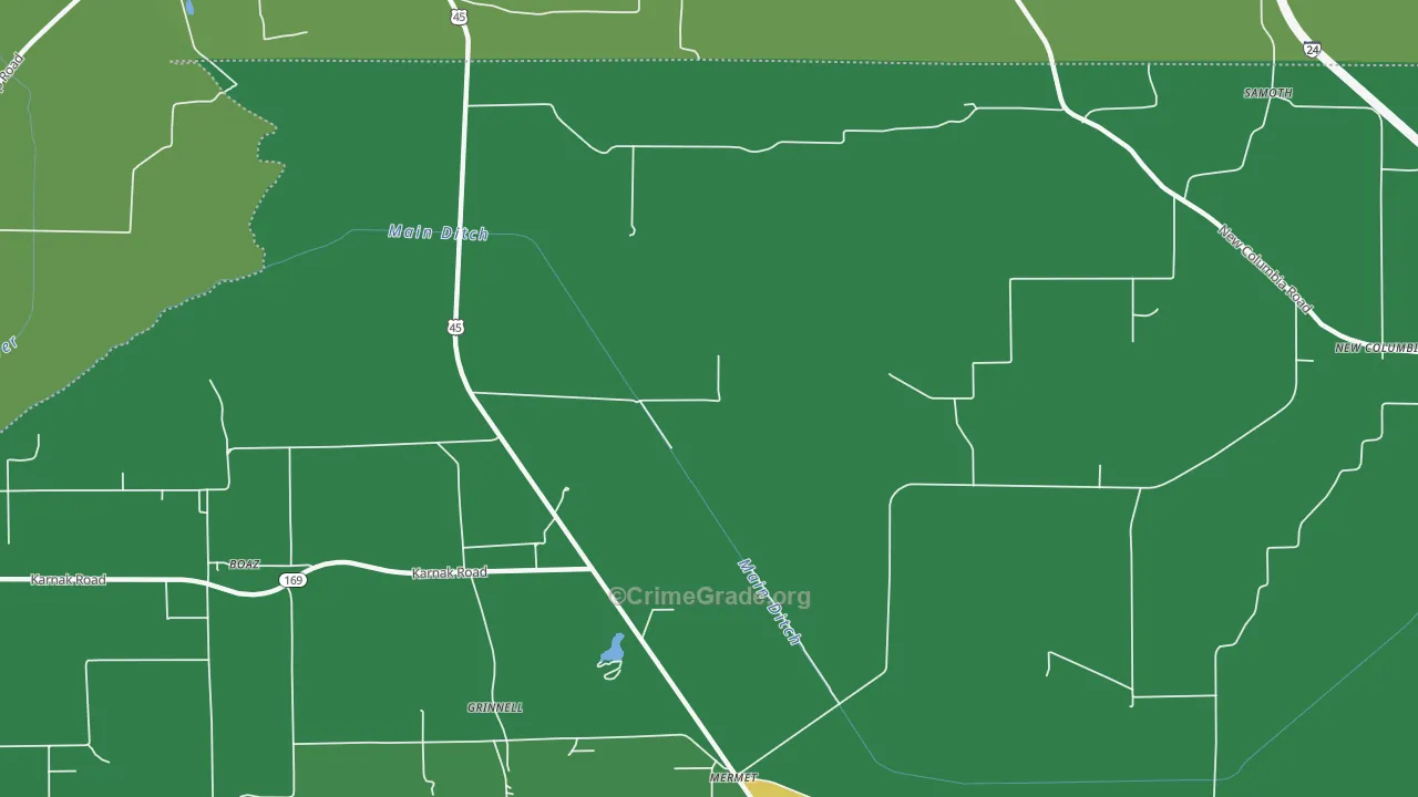 Grinnell, IL Map of Vehicle Theft Rates