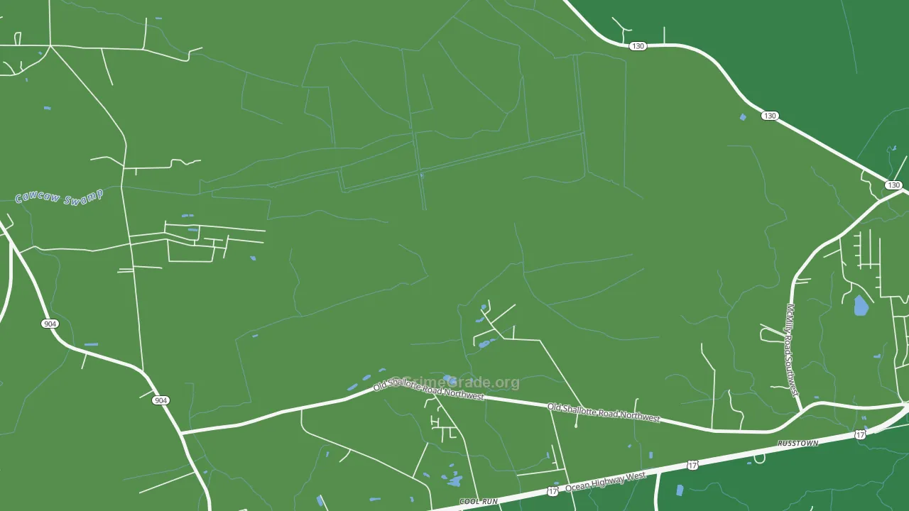 Grissettown, NC Map of Vehicle Theft Rates