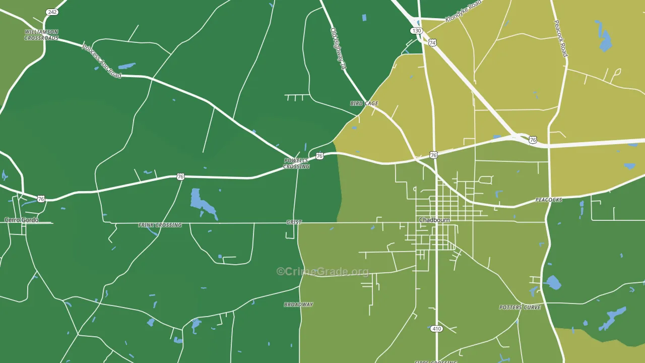 Grist, NC Map of Vehicle Theft Rates