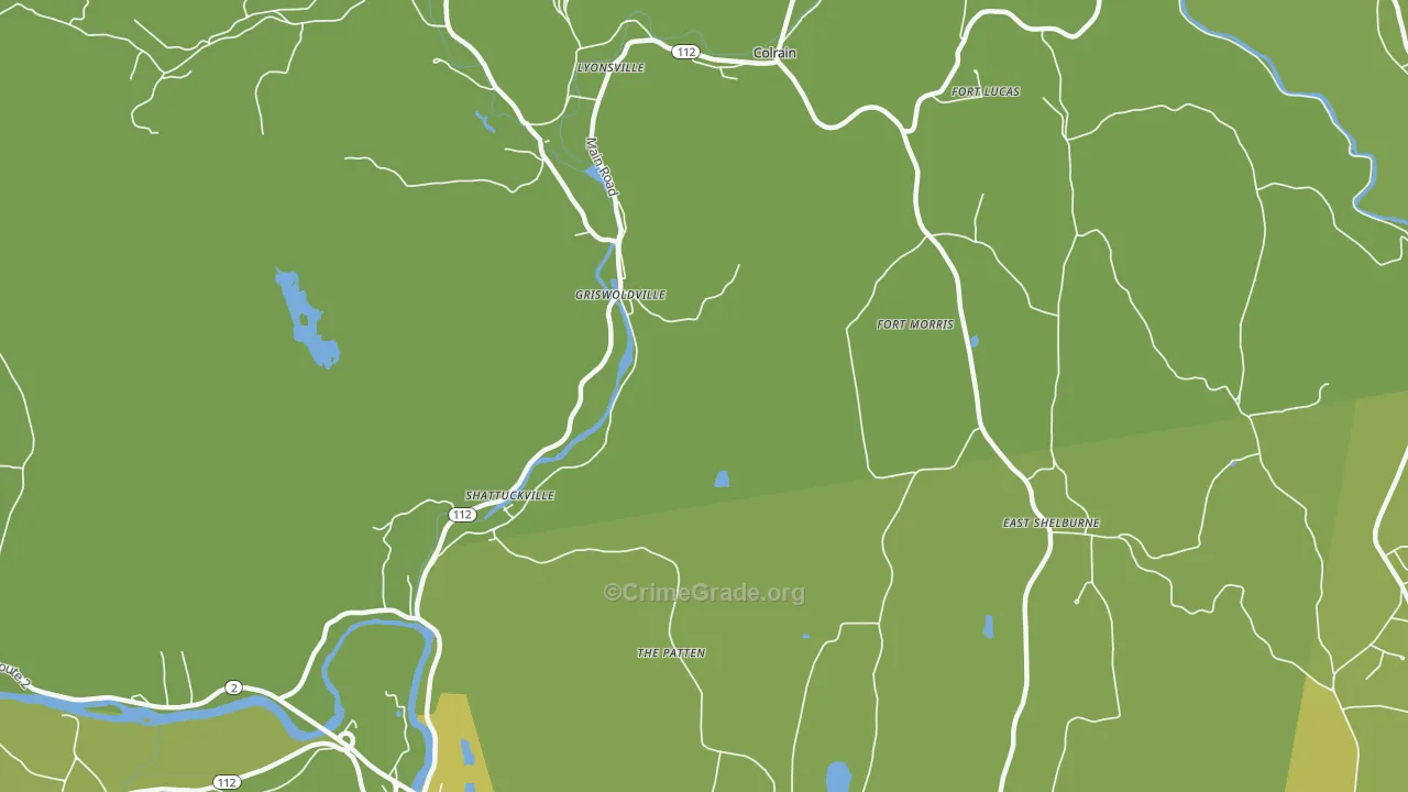 Griswoldville, MA Map of Vehicle Theft Rates