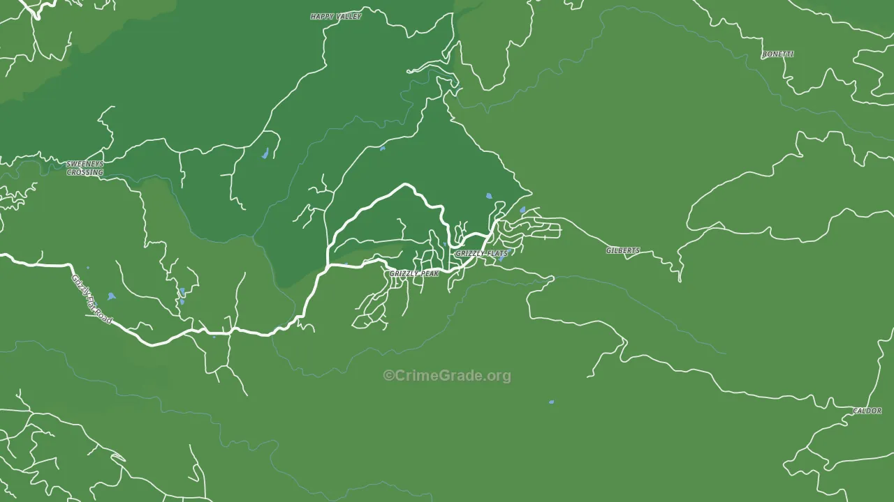 Grizzly Flats, CA Map of Vehicle Theft Rates
