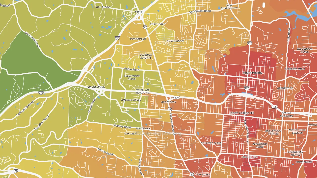 Groesbeck, Cincinnati, OH Map of Vehicle Theft Rates