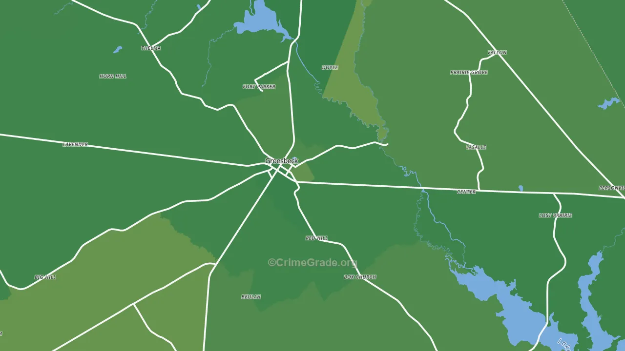 Groesbeck, TX Map of Vehicle Theft Rates
