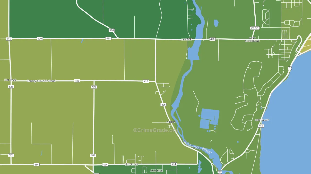 Groos, MI Map of Vehicle Theft Rates