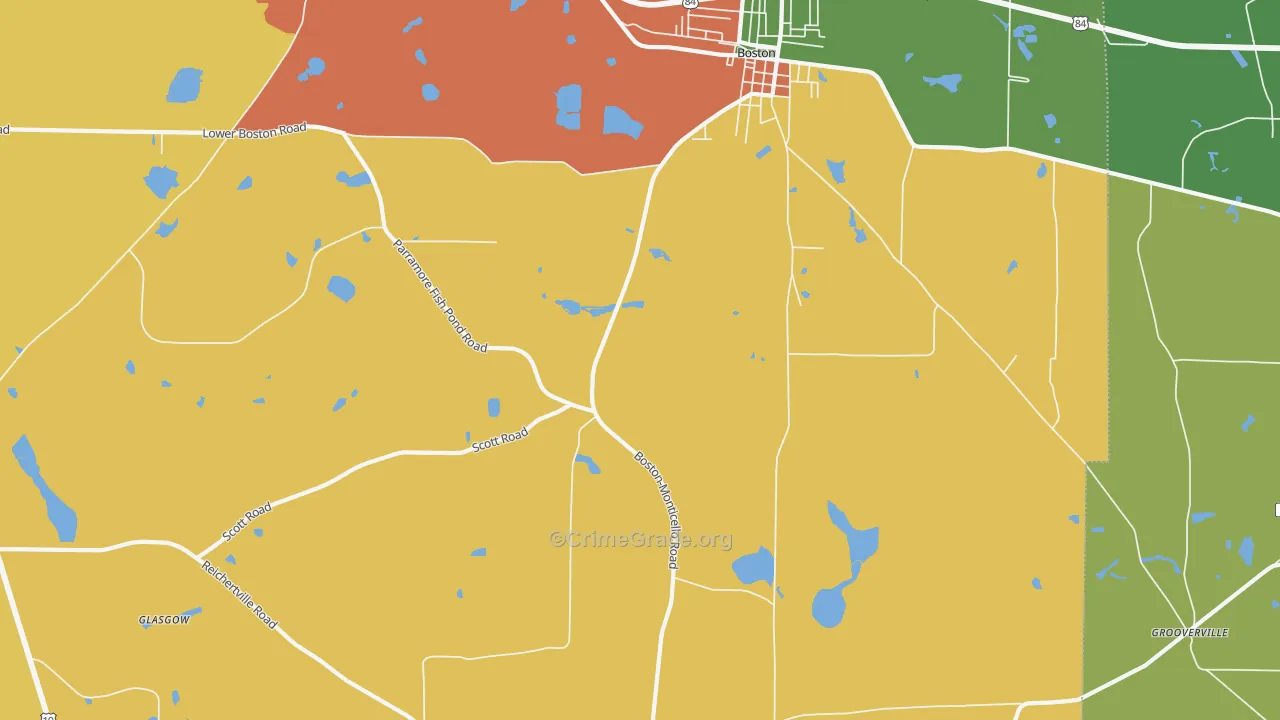 Grooverville, GA Map of Vehicle Theft Rates