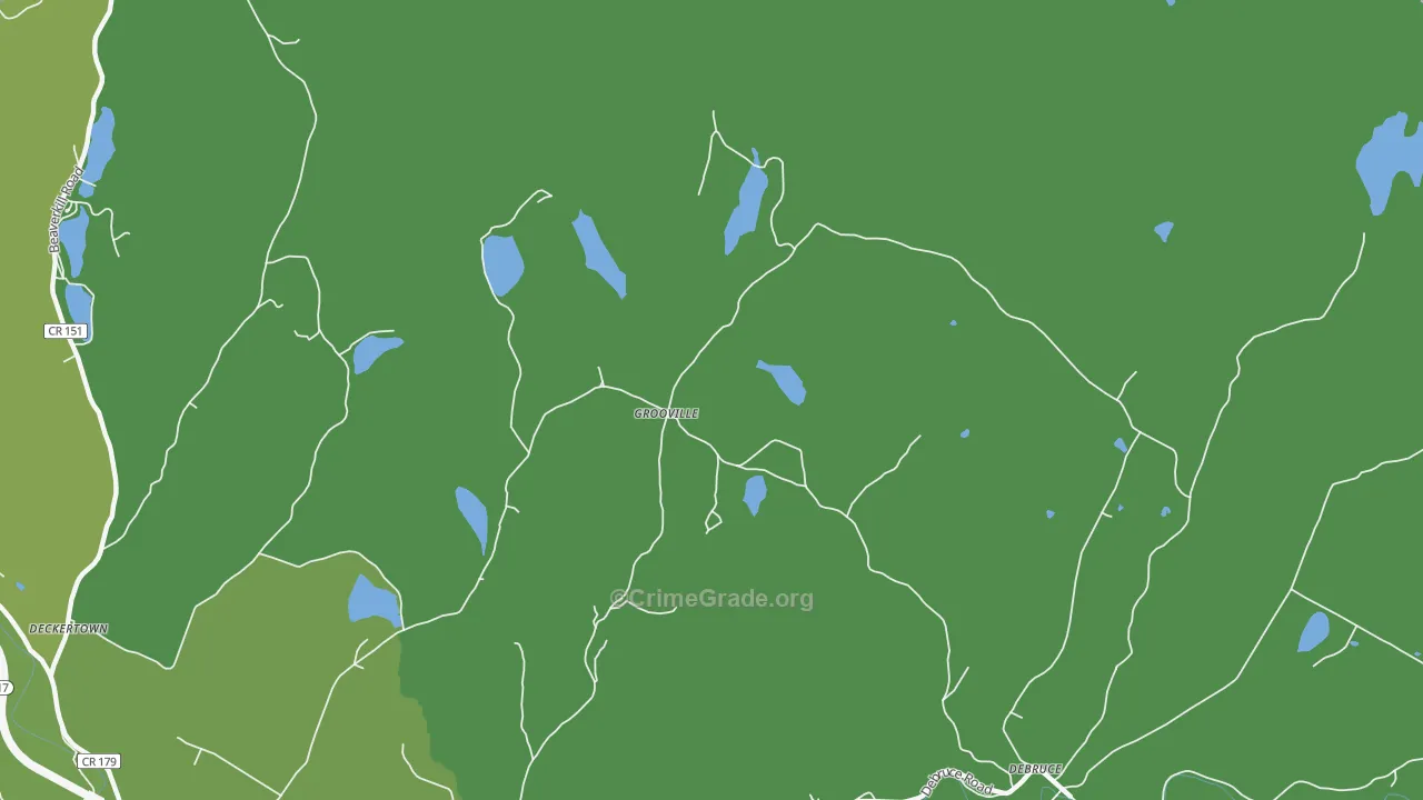 Grooville, NY Map of Vehicle Theft Rates