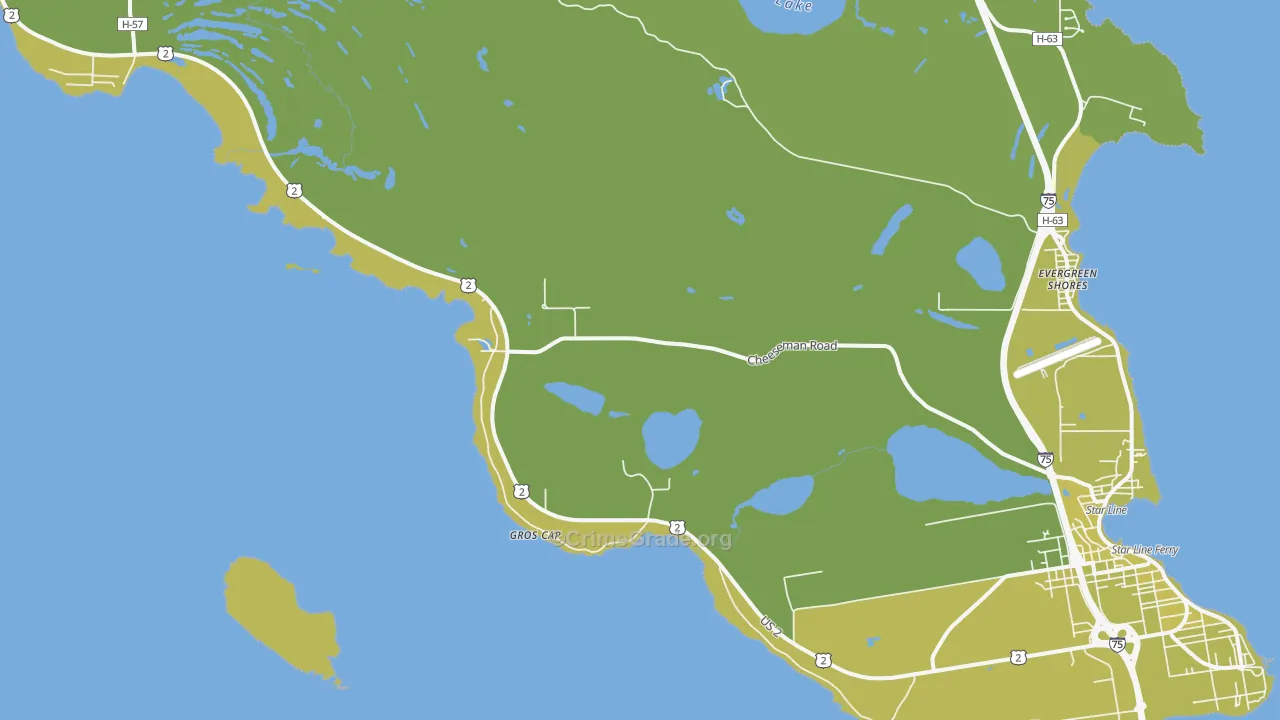 Gros Cap, MI Map of Vehicle Theft Rates