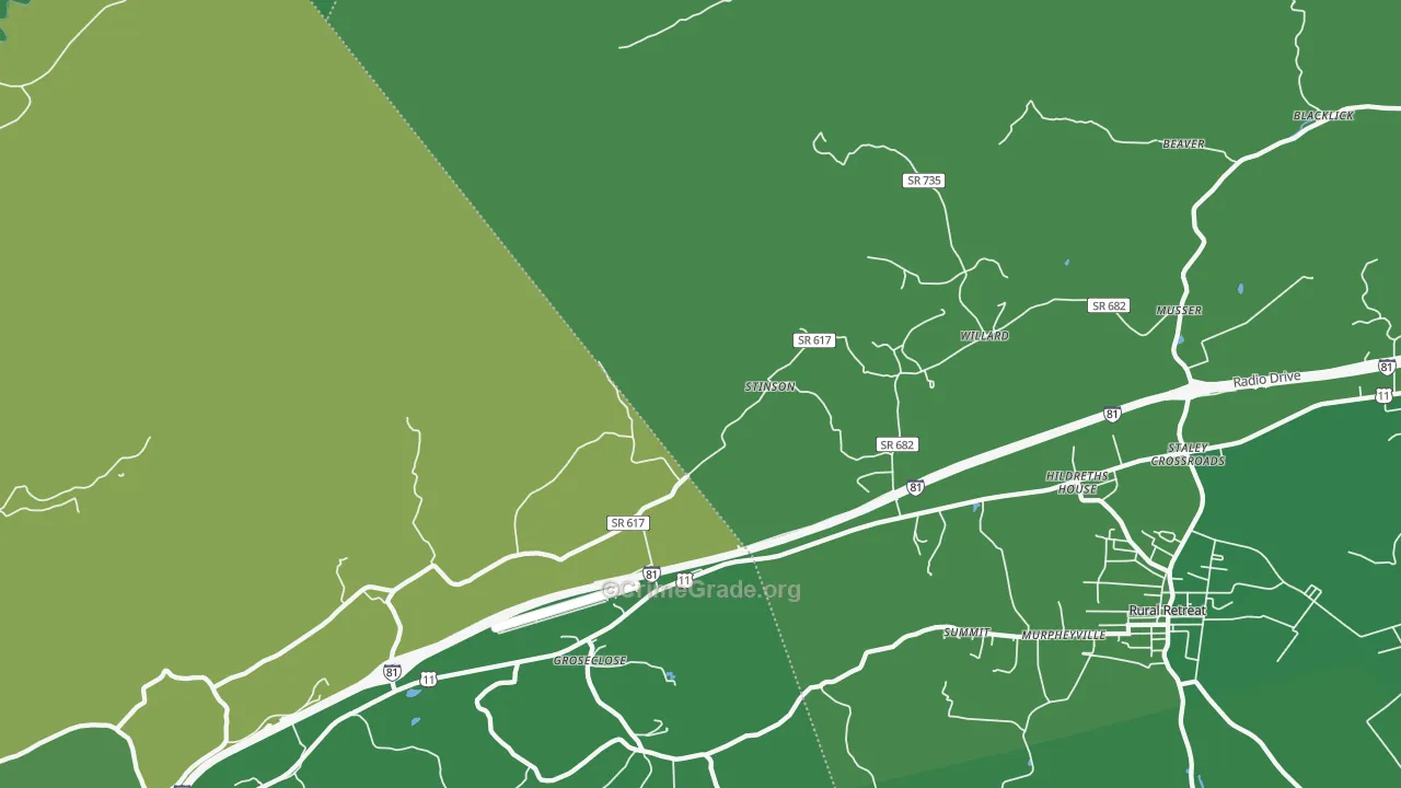 Groseclose, VA Map of Vehicle Theft Rates