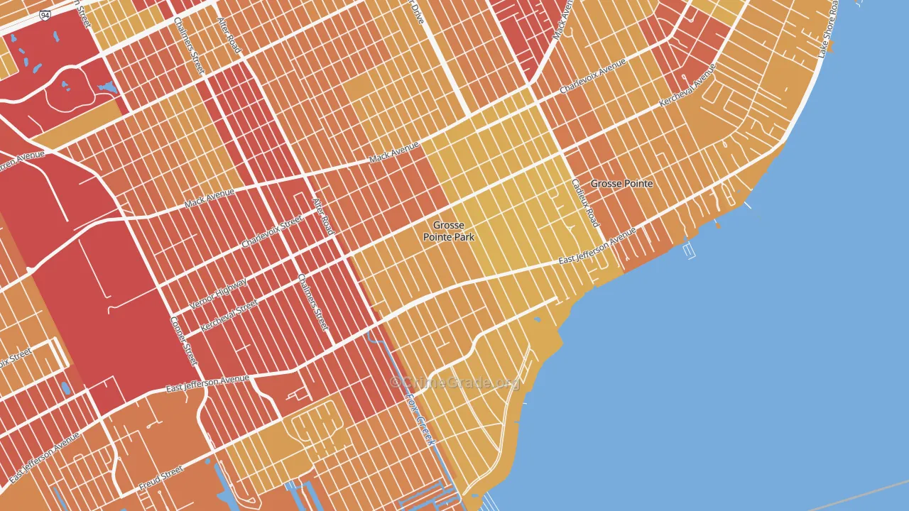 Grosse Pointe Park, MI Map of Vehicle Theft Rates