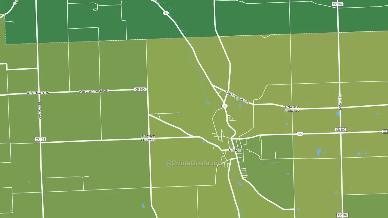 Groton City, NY Map of Vehicle Theft Rates