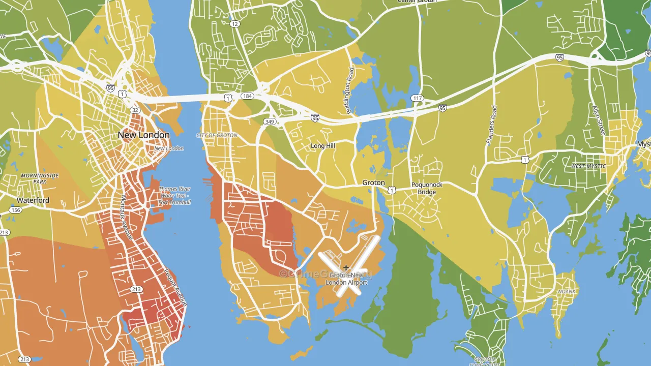 Groton, CT Map of Vehicle Theft Rates