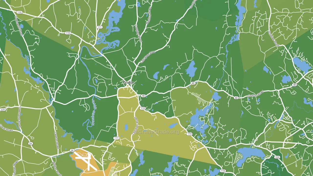 Groton, MA Map of Vehicle Theft Rates