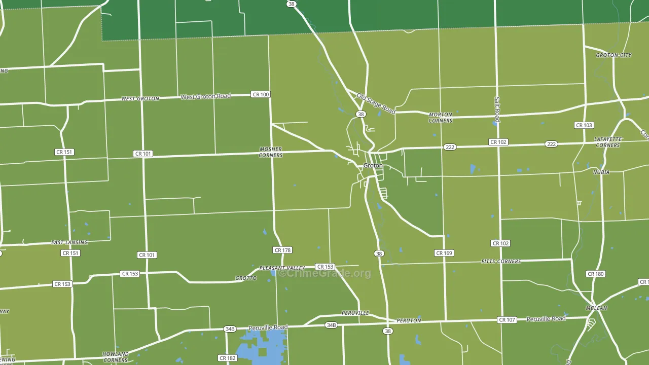 Groton, NY Map of Vehicle Theft Rates