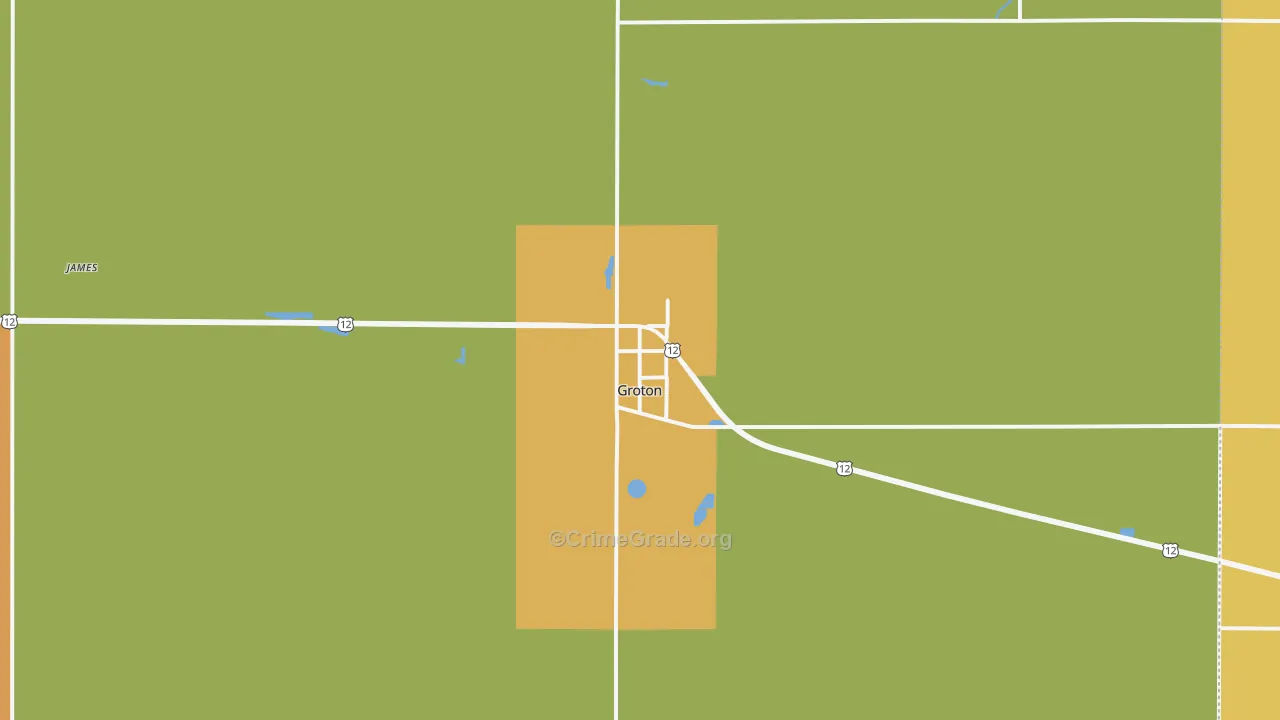 Groton, SD Map of Vehicle Theft Rates