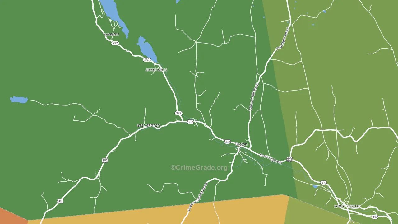 Groton, VT Map of Vehicle Theft Rates