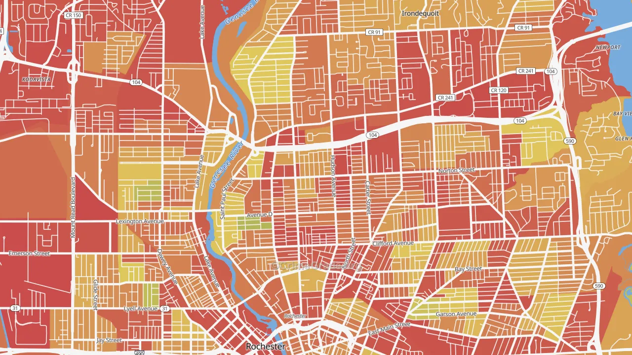 Group 14621, Rochester, NY Map of Vehicle Theft Rates