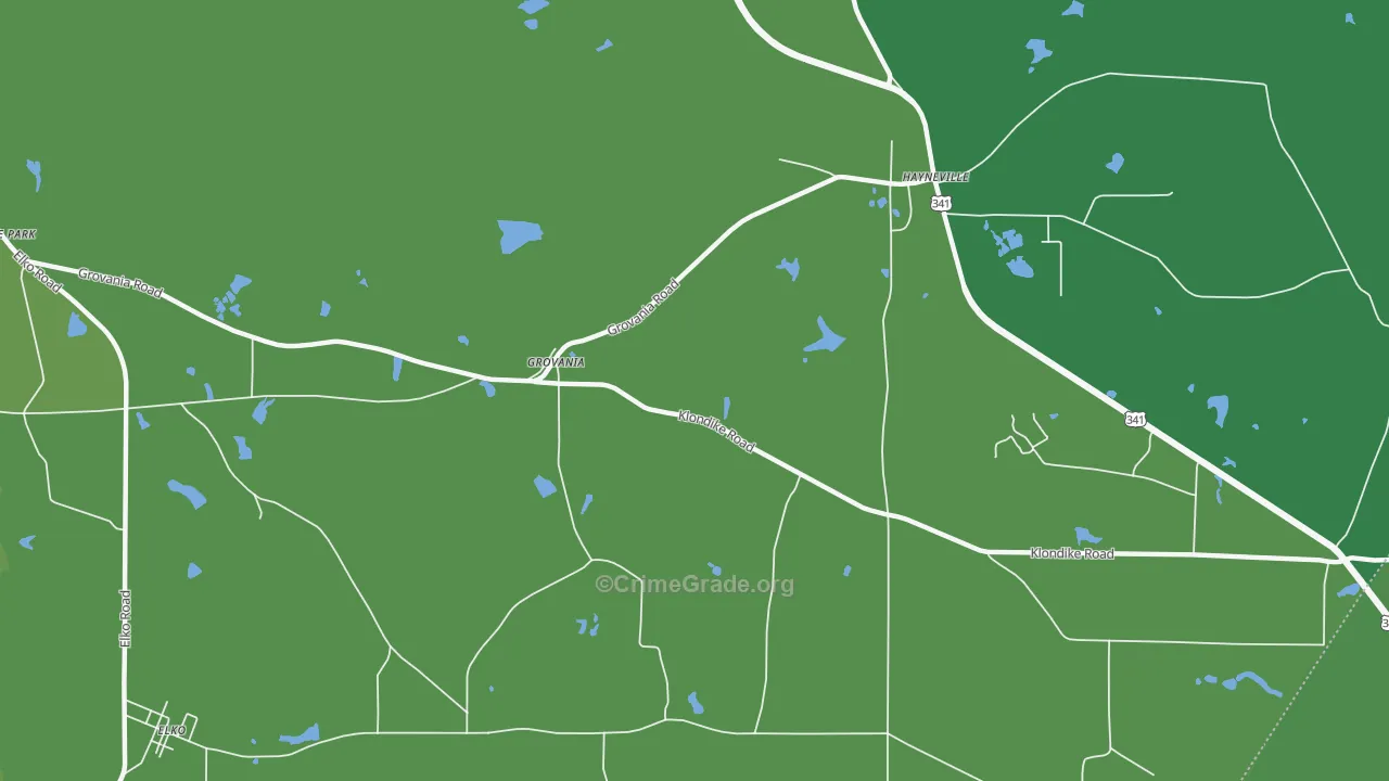 Grovania, GA Map of Vehicle Theft Rates