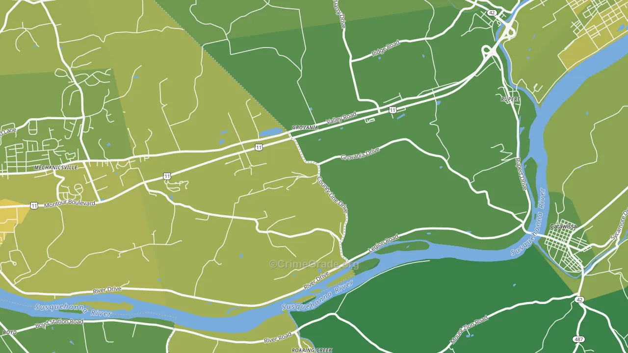 Grovania, PA Map of Vehicle Theft Rates