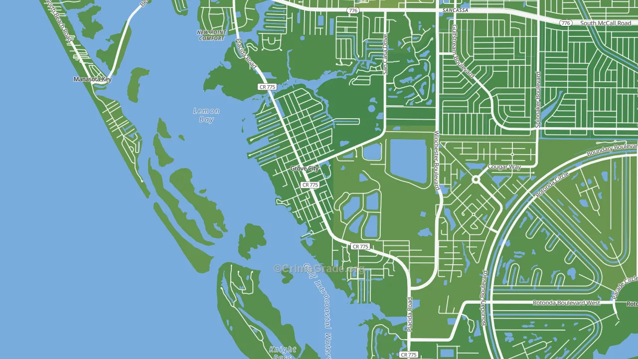 Grove City, FL Map of Vehicle Theft Rates