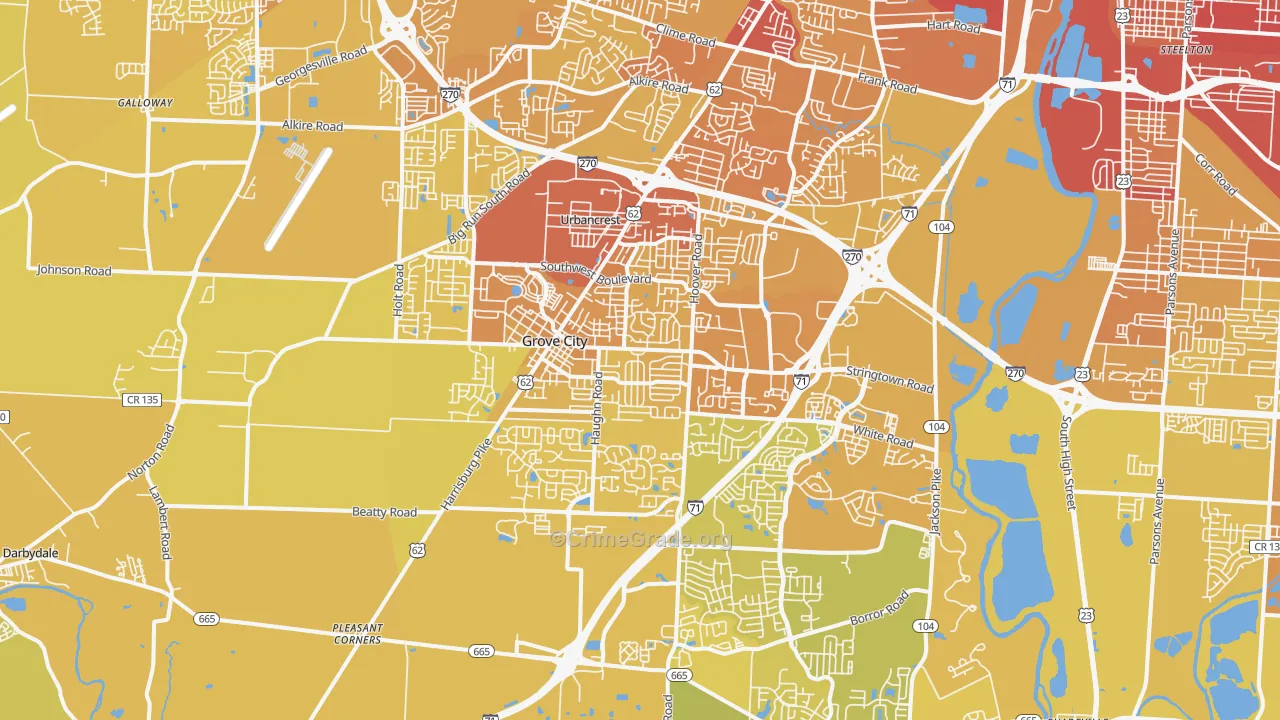 Grove City, OH Map of Vehicle Theft Rates