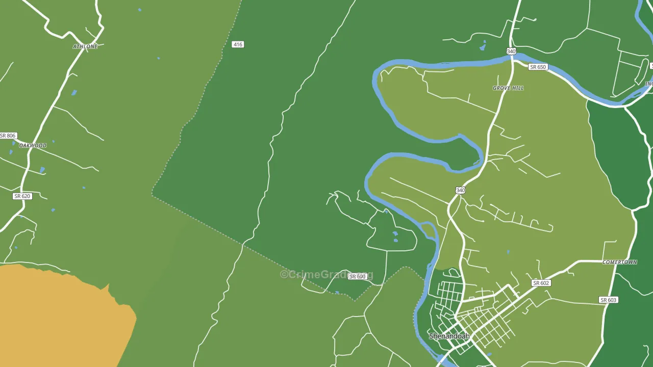 Grove Hill, VA Map of Vehicle Theft Rates