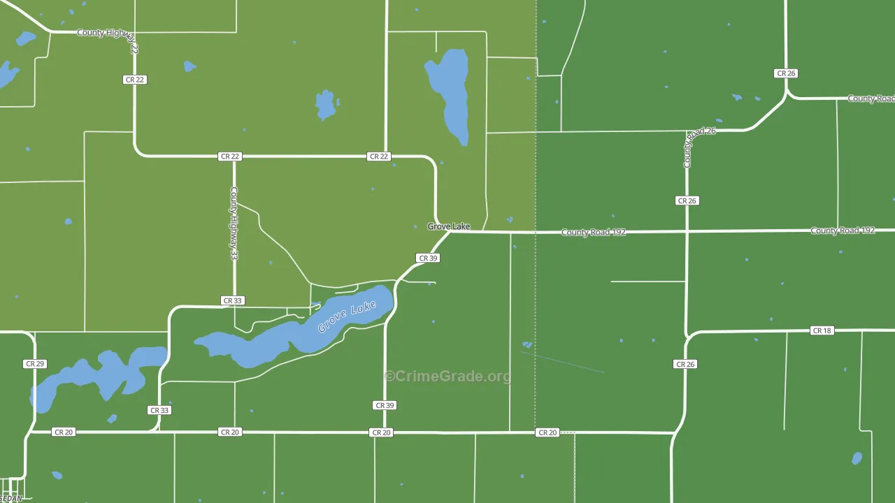 Grove Lake, MN Map of Vehicle Theft Rates