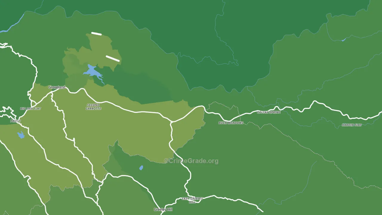 Groveland, CA Map of Vehicle Theft Rates