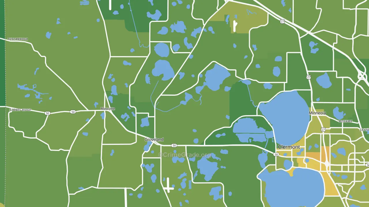 Groveland, FL Map of Vehicle Theft Rates